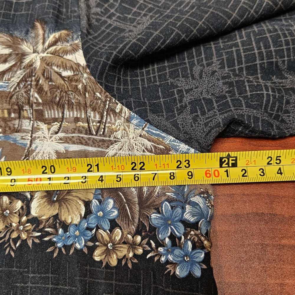 Croft & Barrow Men XL Hawaiian Shirt Rayon Black Palm Tree Tropical Beach Aloha - Picture 7 of 8